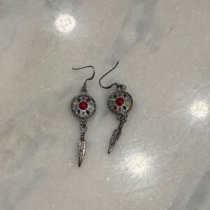 Dreamcatcher Silver Dangle Earrings